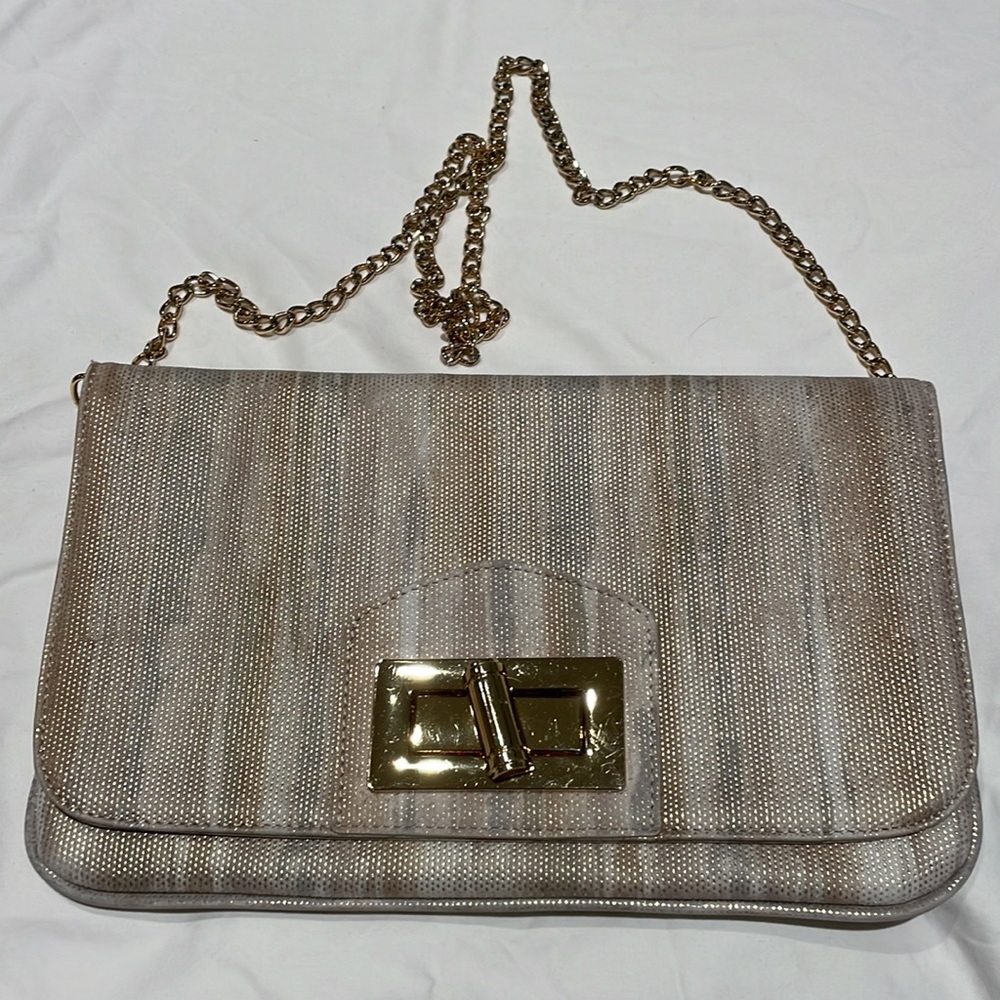 clutch that also has a chain link shoulder strap. It can be used either way.